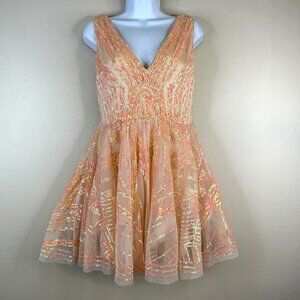 Vintage Y2K Bebe Fairy Coquette Sequin Mini Dress Size L HOCO Tulle Balletcore